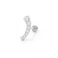 Titanium push-in labret met gebogen top en steentjes