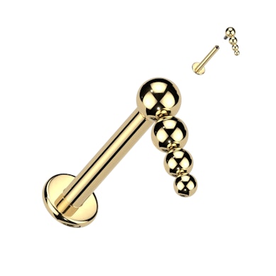 Titanium labret met interne schroefdraad en kralen top