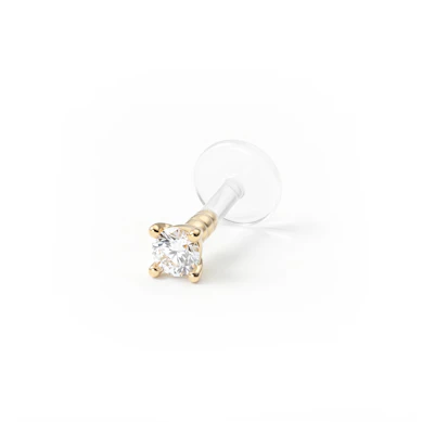 Labret uit 14 karaats goud met steentje