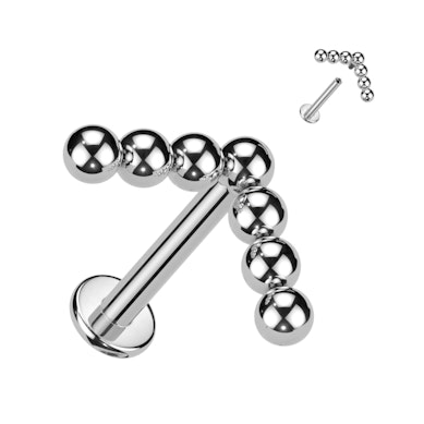 Titanium labret met kralen chevron top
