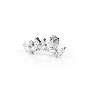 Titanium labret met rondgeslepen steentjes en markies steentjes