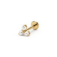 Elegante titanium labret met trio van parels