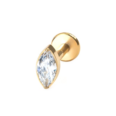 Titanium labret met marquise snit steen