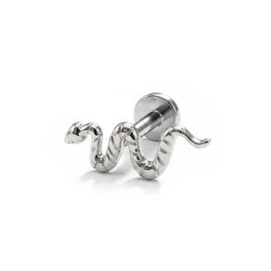 Push-in titanium labret met slang