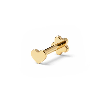 Dubbelzijdige titanium labret met bloem en hartje
