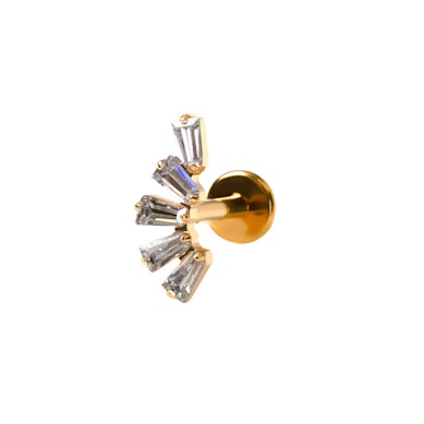 Titanium labret met baguette geslepen stenen