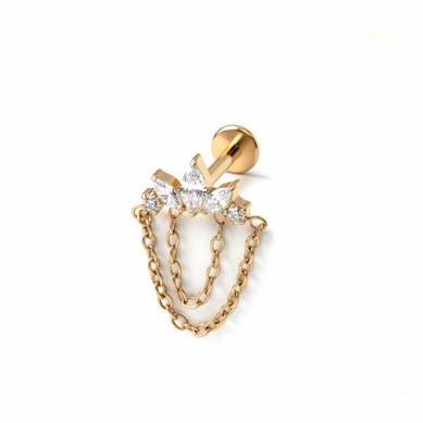 Titanium labret met stenen en kettingen