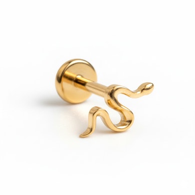 Titanium labret met klein slangetje