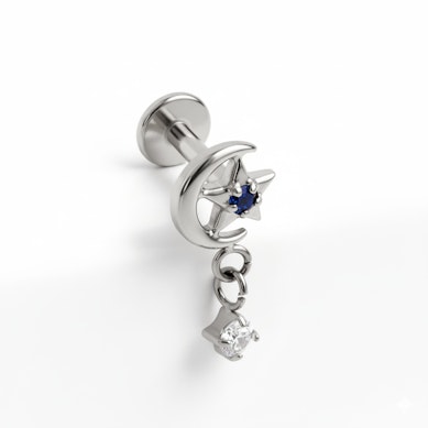 Titanium maan- en sterlabret met bedeltje