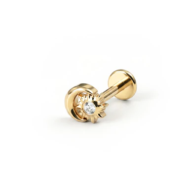 Titanium labret met zon en maan
