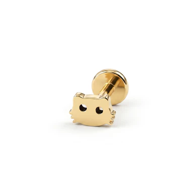 Titanium labret met schattig kattengezicht
