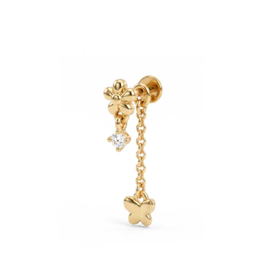 Labret met bloem en vlinderbedel