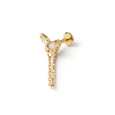Titanium labret met vlinder en geïntegreerde bedel