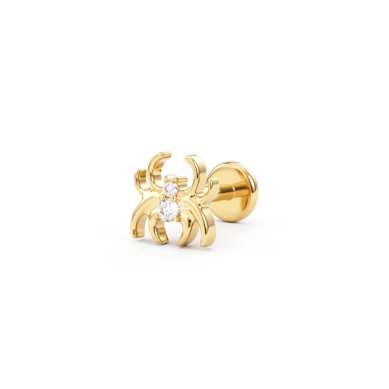 Titanium labret met spin en kleine steentjes