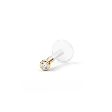 Labret met bezette 14k gouden top en ptfe-staafje