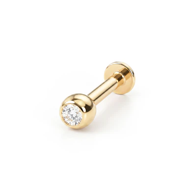 Labret van 14k goud met steentje