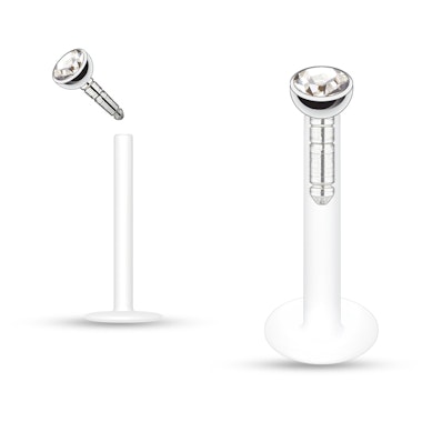 Labret uit ptfe met vele gekleurde steentjes