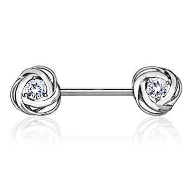 Tepelpiercing met rozen en steentjes