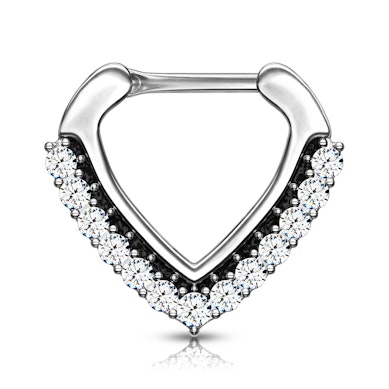 Septumpiercing met steentjes bezet in zachte V-vorm