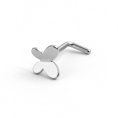 Titanium neusstud met vlinder