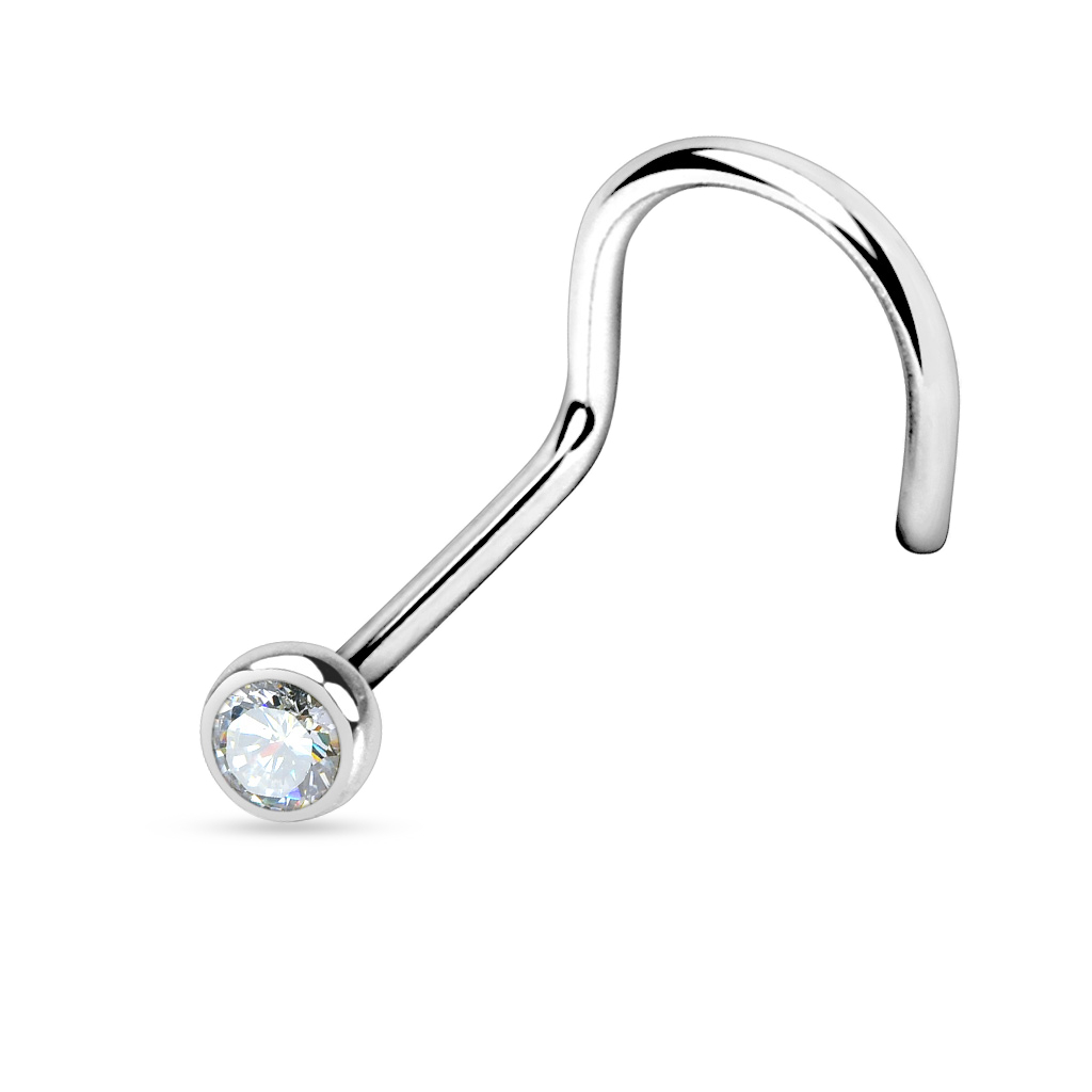 Neusschroefje uit titanium met steentje