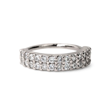 Ring met dubbele rij steentjes