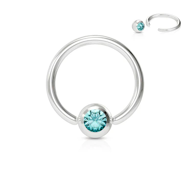 Ball closure ring met steen in vele kleuren