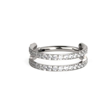 Dubbele titanium ring met stenen