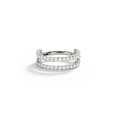 Dubbele titanium ring met stenen