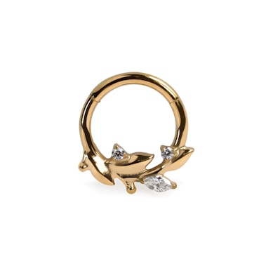 Titanium ring met elegante blaadjes