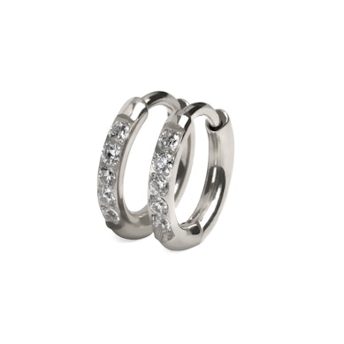 Tweetal titanium huggie ringen met steentjes