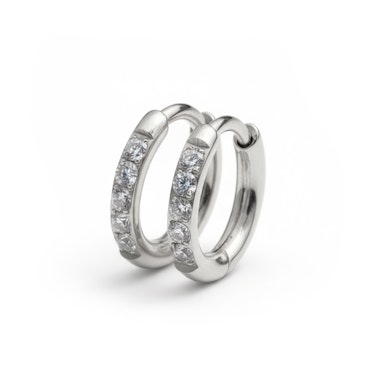 Tweetal titanium huggie ringen met steentjes