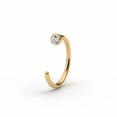 Open ring uit titanium met edelsteen