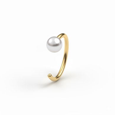 Open ring uit titanium met parel