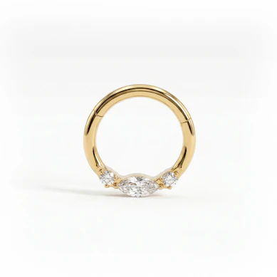 Fijne titanium ring met drietal steentjes aan de voorkant