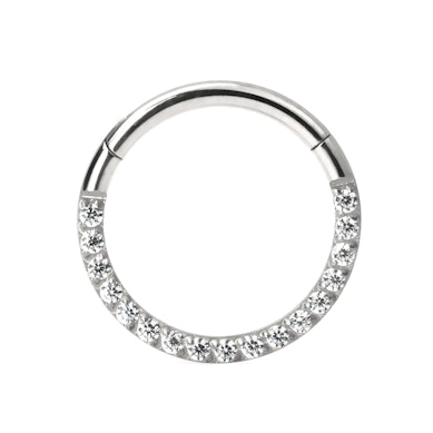 scharnier ring van titanium met rij steentjes