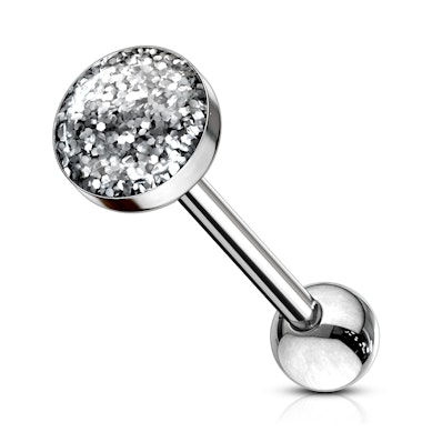 Tongpiercing met glitterballetje