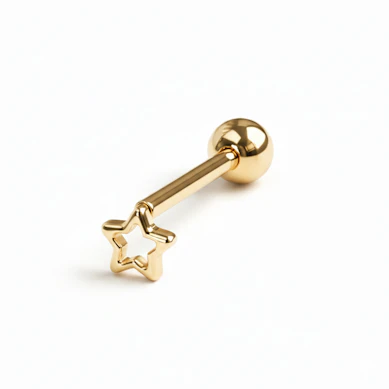 Titanium tong barbell met ster