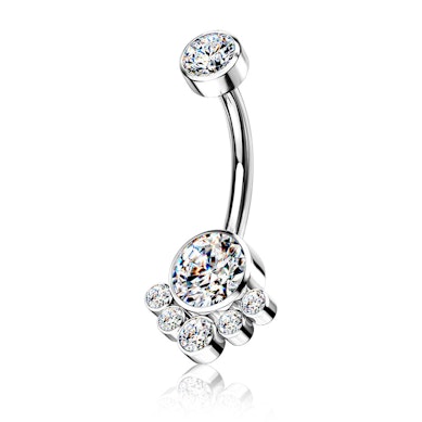 Navelpiercing uit titanium met ronde stenen