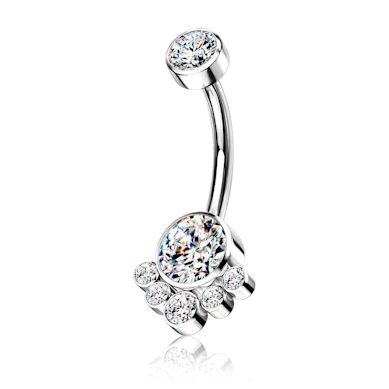 Navelpiercing uit titanium met ronde stenen