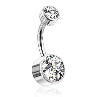 Navelpiercing uit titanium met platte stenen
