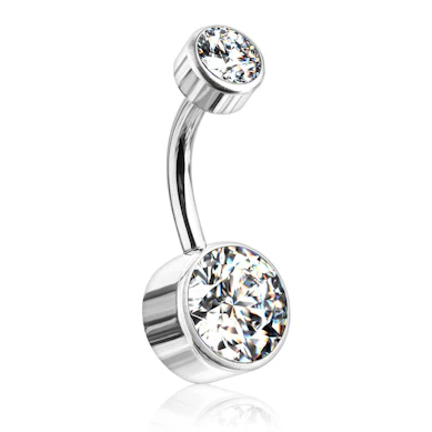 Navelpiercing uit titanium met platte stenen