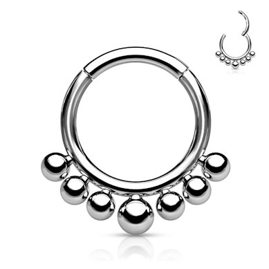Titanium ring met scharnier en kleine kraaltjes
