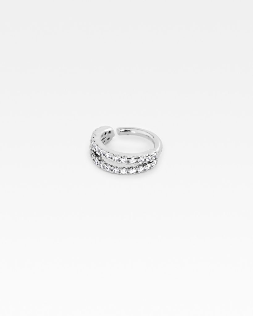 River Island - Riem met dubbele ring en reliëflogo in zwart
