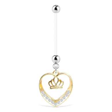 Navelpiercing voor zwangeren met hart en kroon