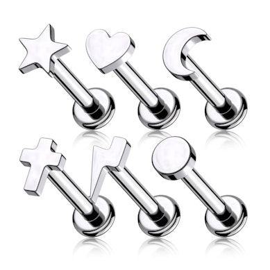 Titanium labret met verschillende designs
