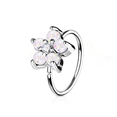 Ring met bloem van opaalsteentjes