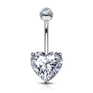 Navelpiercing uit 14 karaats goud met een hartsteen