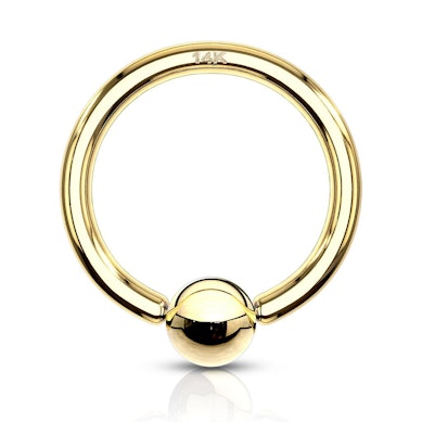 Ball closure ring uit 14 karaats goud