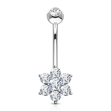 Navelpiercing uit 14 karaats goud met een bloem